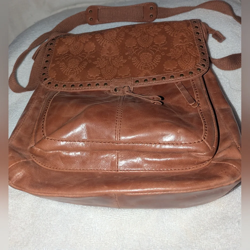The Sak Ventura Convertible Tan Embossed Leather Backpack